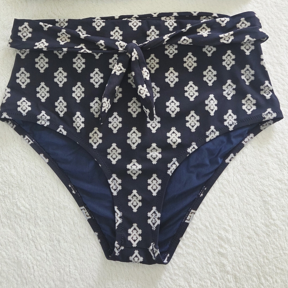 Tory Burch ✨️ Navy Double Diamond Two Piece Women's Swimsuit Size M - Picture 7 of 14
